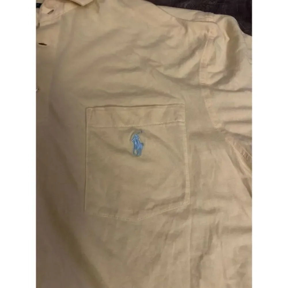 Mens canary‎ yellow Polo Ralph Lauren.  Size M.  light blue logo Classic Fit 117